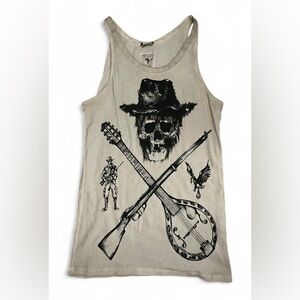 Daniele Alessandrini Graphic Tank Skull Guitar Rifle Vintage Italy Men S